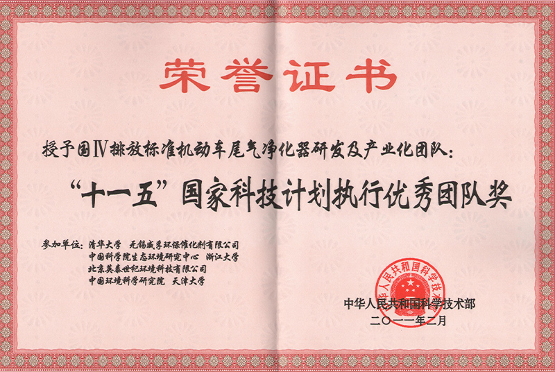 十一五優秀團隊獎--獎狀